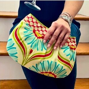 Floral Clutch/small purse with interior zipper pocket and 2 side pockets